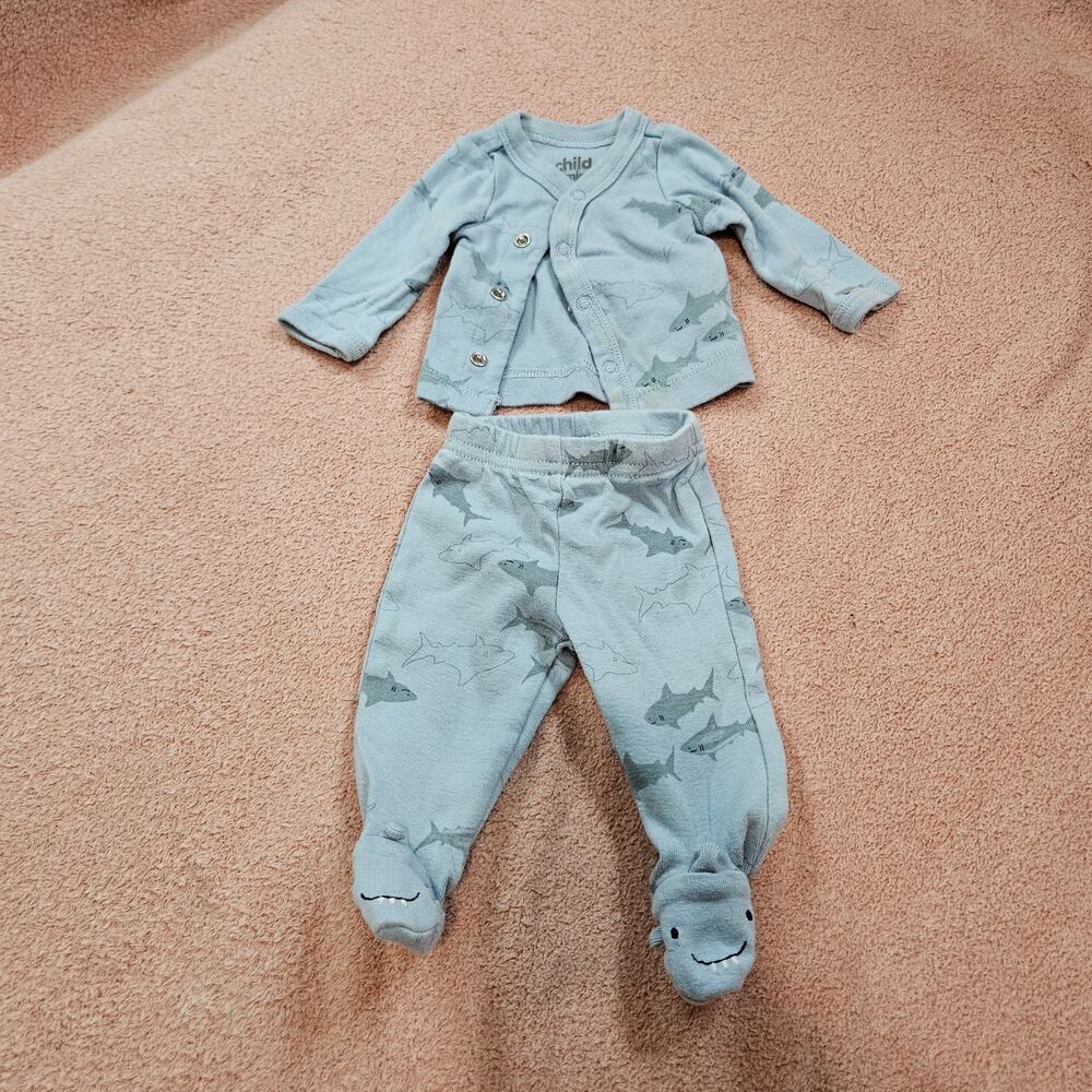 Child of Mine by Carter's Shark Outfit Preemie Set